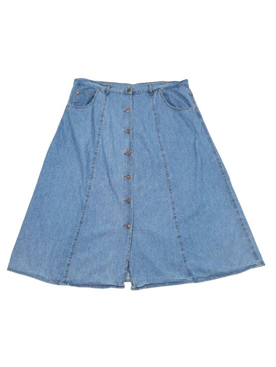 Jordache Dresses & Skirts - JORDACHE Vintage 90s Y2K Button Front Midi Skirt Size 24 100% Cotton Midi Modest